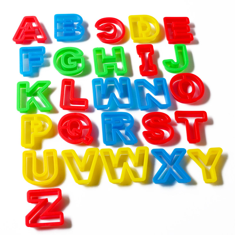 橡皮泥空心印模套装英文字母模具26件3d安全粘土数字工具儿童玩具