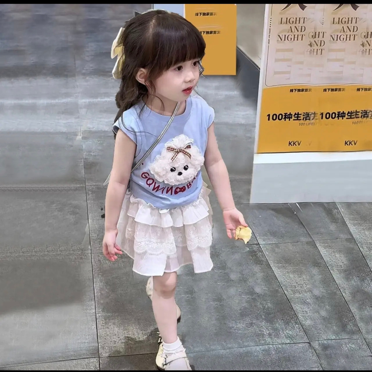 女童夏季洋气套装2025新款小女孩宝宝时髦卡通夏装韩式俏皮两件套