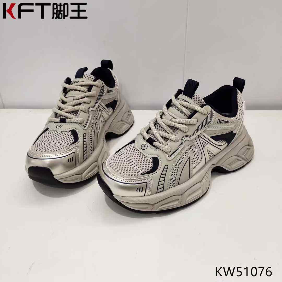 KFT脚王厚底老爹鞋女2025春季新款百搭增高休闲运动鞋系带跑步鞋