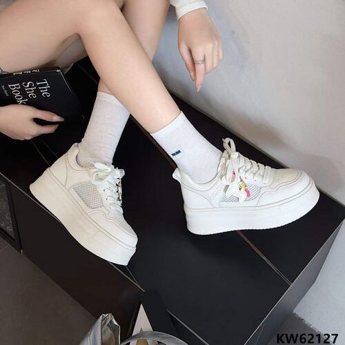KFT脚王厚底休闲鞋女鞋板鞋ins夏季新款系带小白鞋百搭网鞋面包鞋