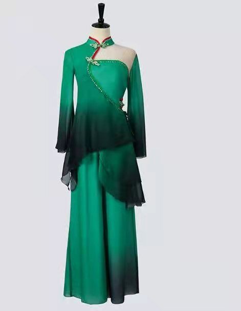 桃李杯舞蹈咏荷服装 艺考胶州秧歌飘逸渐变独舞古典舞表演