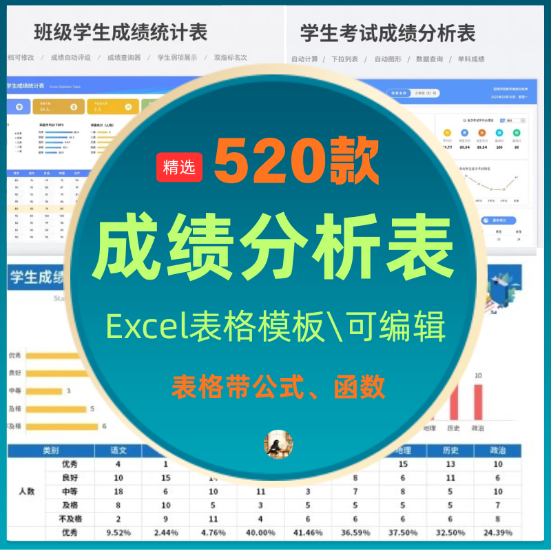 成绩分析管理系统excel表格学生排名统计自动计算模板