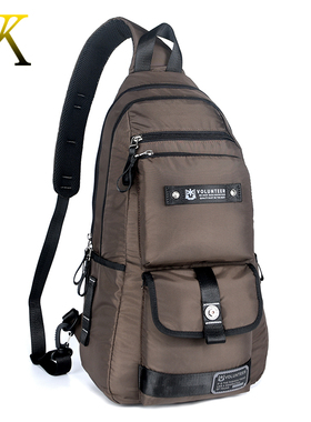 高端大容量胸包男士包包单肩斜挎包多口袋胸前包斜肩帆布背包防水