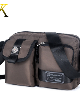 高级运动单肩背包正品防水耐磨牛津帆布小包横款多口袋斜挎肩包男