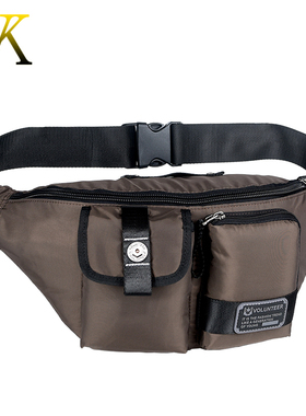 正品高档运动腰包男多功能户外斜挎背包女配水杯套大容量斜肩包潮