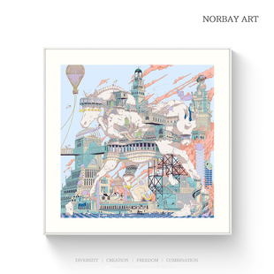 马之国都轻奢爱马丝巾装饰画现代法式高级感壁画客厅卧室玄关挂画