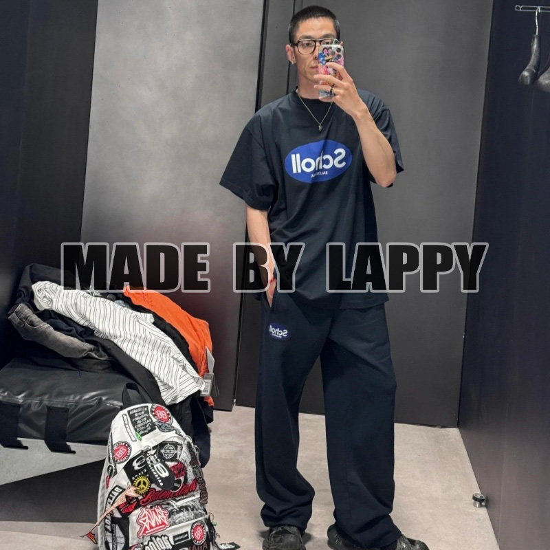 Lappy2025ss休闲长裤Scholl联名巴家款式椭圆字母水洗纯棉情侣裤