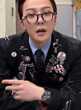 韩潮鸡涌GD平光镜黑色痞帅眼镜框防蓝光可近视男女早八凹造型