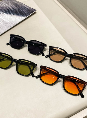 ins个性王嘉尔太阳镜韩系方形茶色墨镜潮酷街拍防紫外线街拍男女