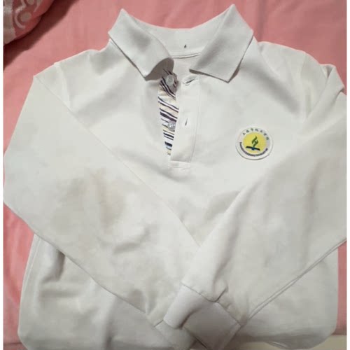 航头学校全白长袖同款白色polo衫校服同款定制