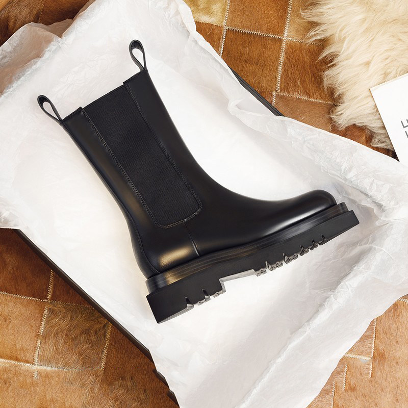 马丁靴女英伦风厚底潮ins机车切尔西短靴女网红爆款真牛皮显脚小