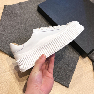 全牛皮~厚底小白鞋女2026春季新款内增高松糕真皮饼干鞋休闲板鞋