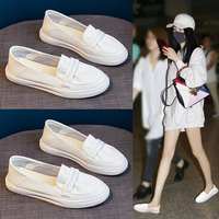 真皮小白鞋女2026春夏季透气平底一脚蹬懒人百搭休闲浅口单鞋女