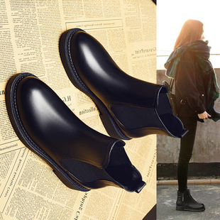 真皮小跟短靴女2026新款春秋单靴英伦风马丁靴切尔西韩版百搭学生