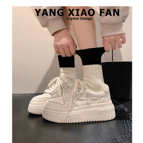 【退换包邮】内增高真皮小白鞋