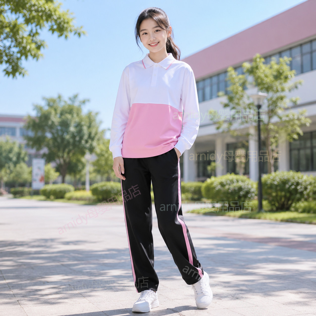 福坦诗新款顺德初中生校服中学生夏装男女运动服长袖长裤秋衣套装