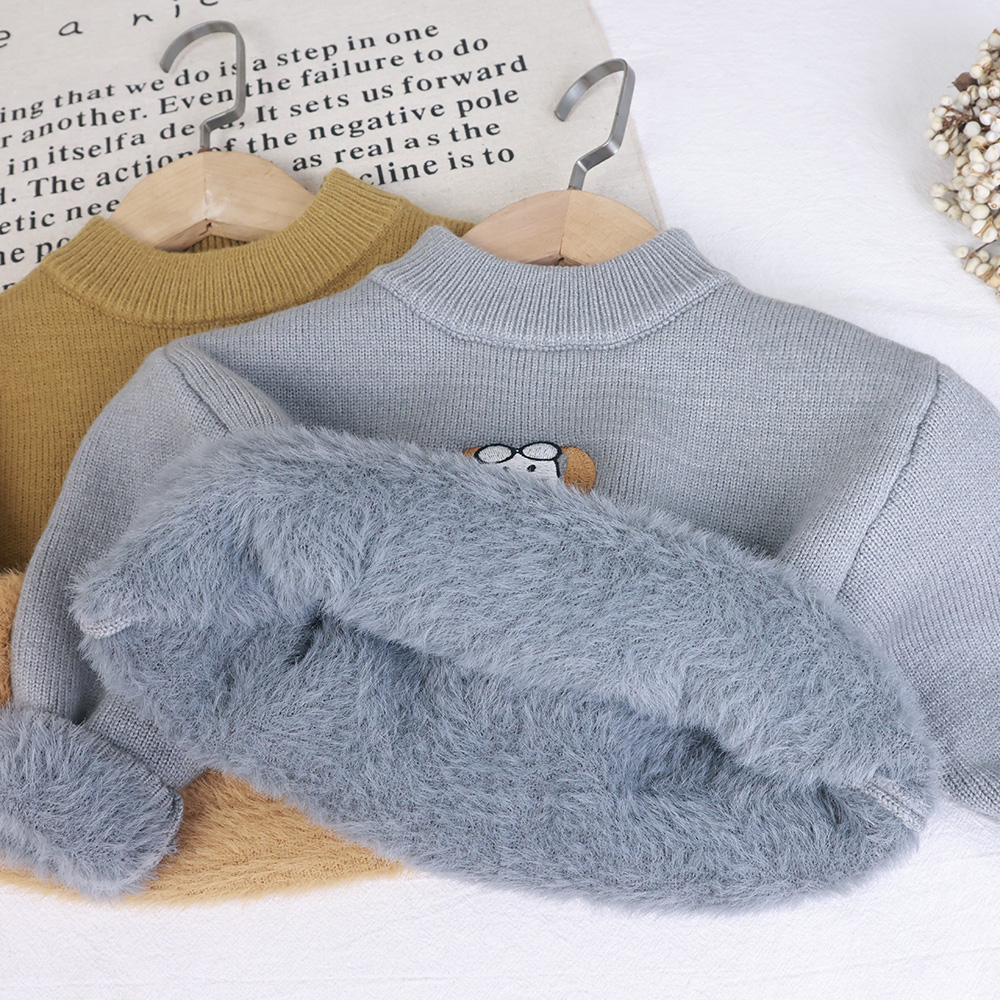 儿童一体绒秋冬加绒加厚毛衣