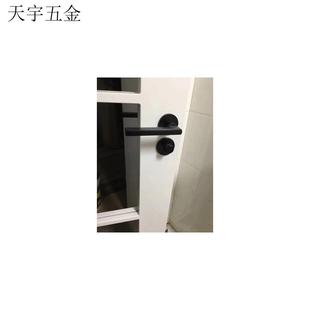 .门锁木门家用房门锁卧室静音门把手分体黑色磁吸锁室内锁具通用
