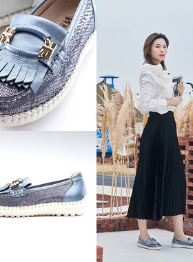 NORMADY 诺曼地 环扣流苏牛皮休闲女鞋