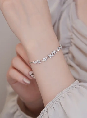 【纯银手链】S999足银紫荆花手链高级小众设计小清新生日礼物女