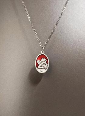 Vintage【限时特价】古着小众设计angel项链双面天使项链日常百搭