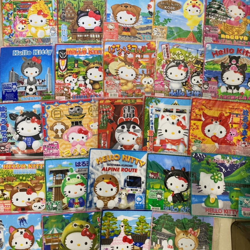 日本限定手帕Hello Kitty毛巾 动物小猴小鹿图案方巾周边