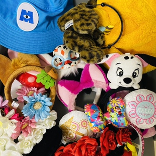 日本购回 东京迪士尼柴郡猫斑点狗米奇大眼仔发绳发箍发饰帽子