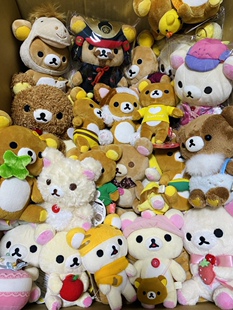 中古海淘 小公仔 轻松熊熊哥 斜挎包 四叶草 草莓熊妹毛绒玩偶