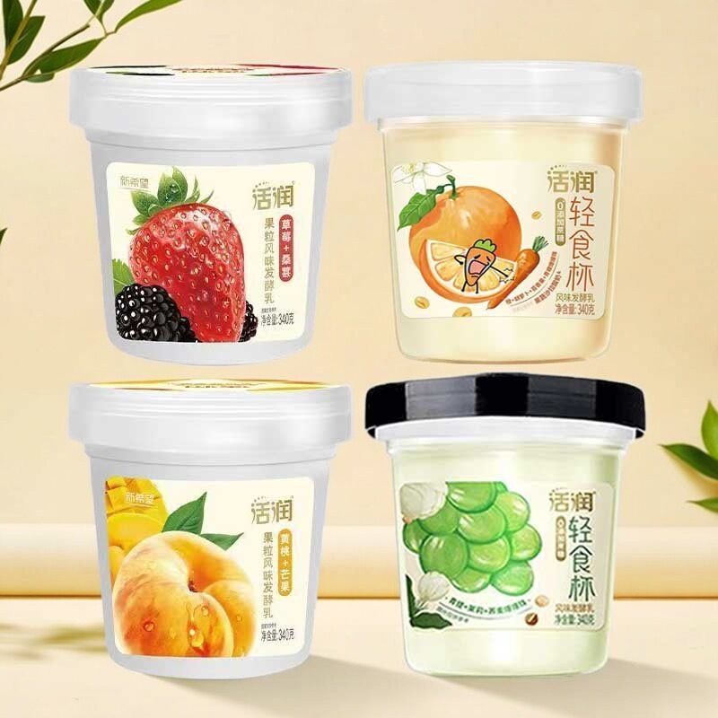 新希望琴牌活润轻食杯340g*4杯橙百香果草莓黄桃青提果蔬沙拉酸奶