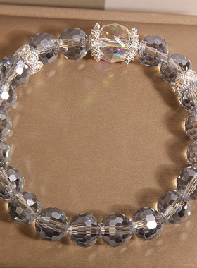 爆闪奥地利灰水晶手链女轻奢小众精致气质简约学生手串送闺蜜礼物