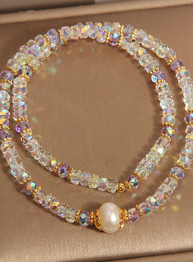 韩版小清新双圈炫彩水晶手链女