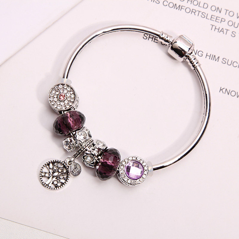 潘家风格紫色发财树手链