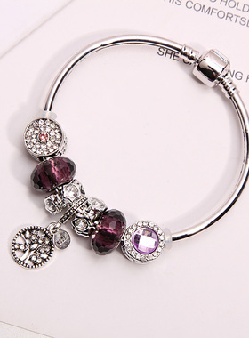 潘家风格紫色发财树手链