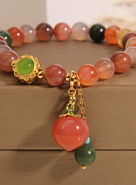 夏日小清新天然盐源玛瑙手链女潮