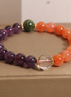 天然紫水晶手链冰飘南红气质手串