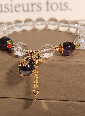 白水晶手链小众设计钱袋吊坠手串