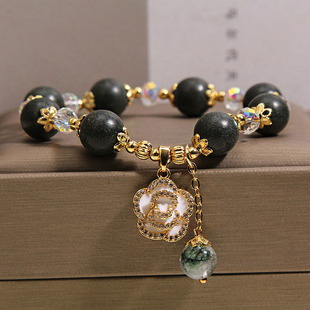 合香珠水晶串珠手链轻奢复古精致高级感山茶花吊坠手串送闺蜜礼物