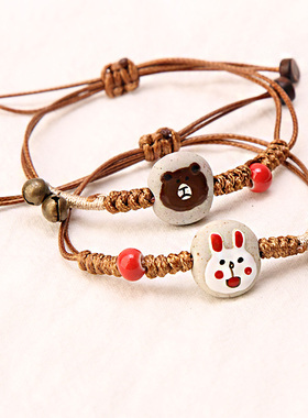 卡通文艺风学生编织陶瓷礼物手链