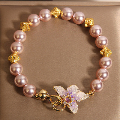 新中式紫藤花超仙手链女款轻奢小众精致高级感贝珠手串送闺蜜礼物