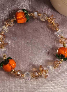 柿柿如意琉璃水晶手链小众设计感