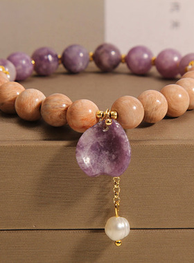 阿拉善玛瑙手串轻奢复古紫玉手链