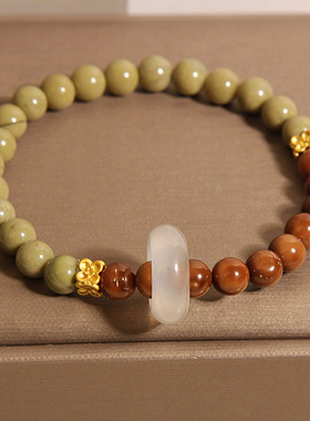 新中式天然阿拉善库克手链女款轻奢小众精致高级感白玛瑙跑环手串