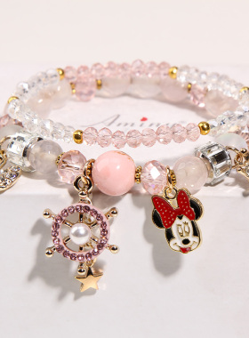 时尚风多元素琉璃珠吊坠水晶手链