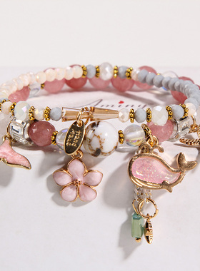 鲸鱼尾水晶手链手串女姐妹甜美