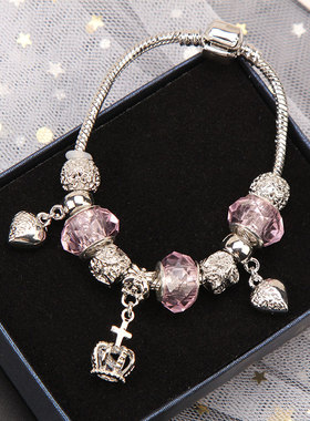 韩国时尚diy珠子手链皇冠吊坠潮