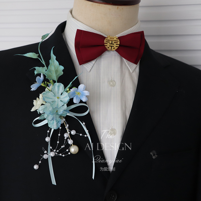 婚礼胸花新郎新娘结婚襟花全套