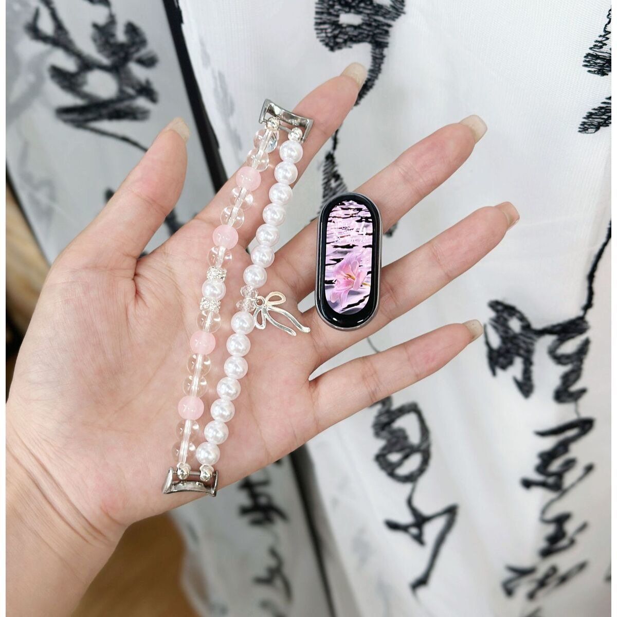 蝴蝶珍珠串珠手环表带图片