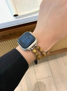 适用苹果手表S10表带小米手环89绿檀applewatch987弹力iwatch男女