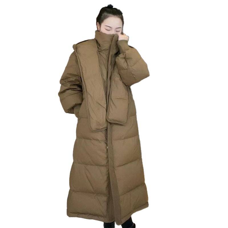 迪歐達(dá)羽絨服女2024年新款鵝絨服長款加厚保暖御寒寬松外套韓版潮