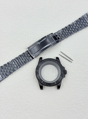 NH35机芯平面黑色表壳40MM水鬼游艇表壳表带套装蓝宝石玻璃适NH34